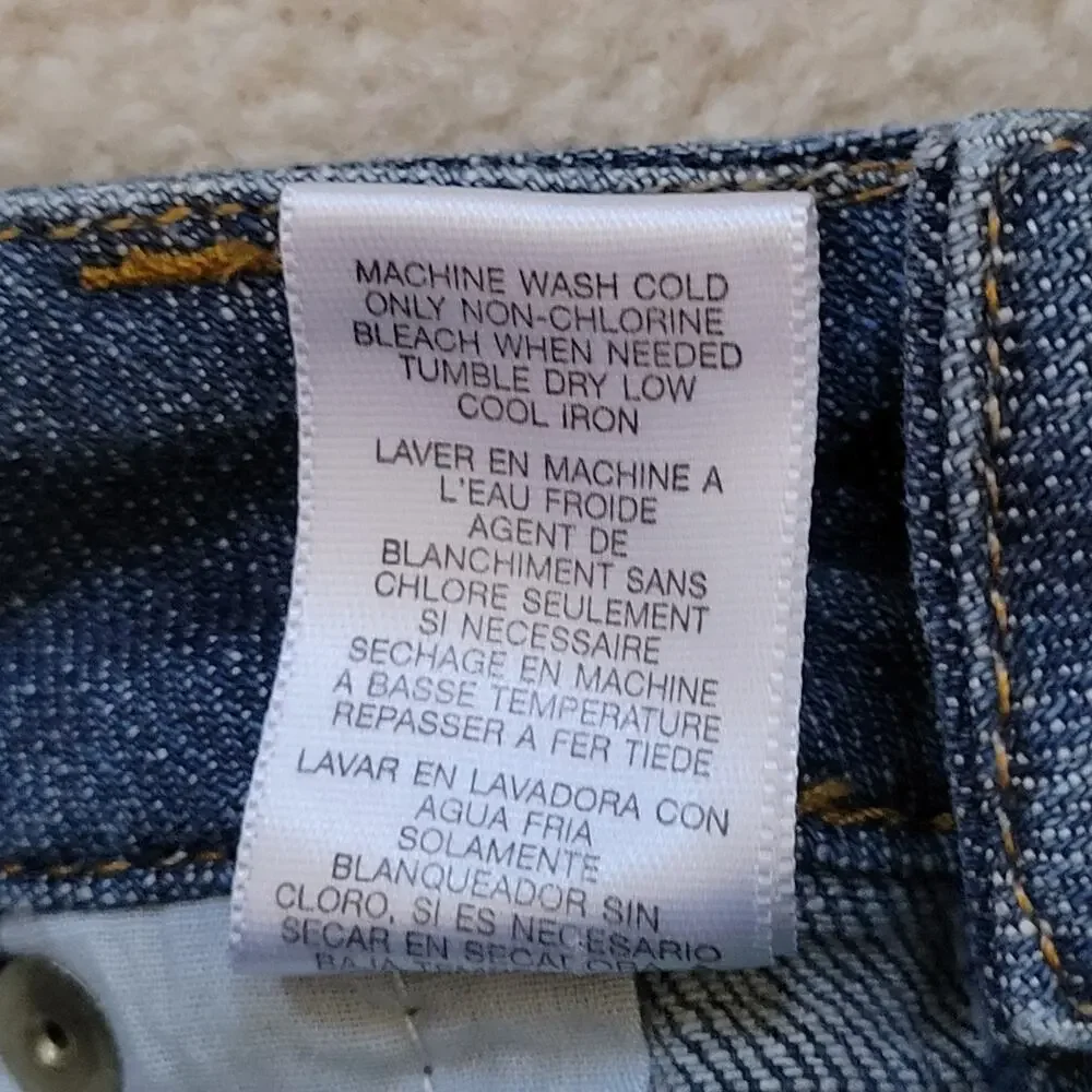 EUC Michael Kors Size 6 Low Rise 5 Pocket Straight Denim Jeans Studded MK Logo